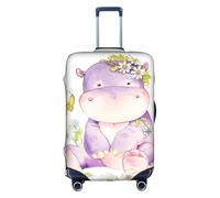 Uusnwaa Copertura per bagagli da viaggio con stampa di farfalle e ippopotamo, lavabile, con cerniera nascosta, accessori essenziali da viaggio, bianco, L