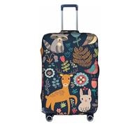 Uusnwaa Copertura per bagagli da viaggio con stampa di gufo, coniglio, uccello, volpe, lavabile, con cerniera nascosta, accessori essenziali da viaggio, bianco, L
