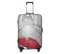 Uusnwaa Copertura per bagagli da viaggio con stampa di ombrello rosso Torre Eiffel Parigi con cerniera nascosta, accessori essenziali da viaggio, bianco, L