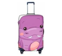Uusnwaa Copertura per bagagli da viaggio con stampa ippopotamo viola, lavabile, con cerniera nascosta, accessori essenziali da viaggio, bianco, L