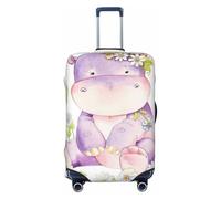 Uusnwaa Copertura per valigie lavabile, con stampa di farfalle e ippopotamo, protezione per valigie da viaggio antipolvere antigraffio, Nero , L