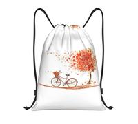 Uusnwaa Coulisse Autunno Albero Con Vecchia Stampa Bicicletta Antica Zaino Stringa Borsa Sackpack Cinch Resistente all'acqua Per Palestra Shopping Sport Yoga, Nero , S, Zaino da viaggio