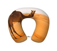 Uusnwaa Cuscino da viaggio con stampa di cammello di sabbia del deserto,Cuscino per il collo a forma di U in memory foam, cuscino portatile per il collo per aereo, auto, ufficio