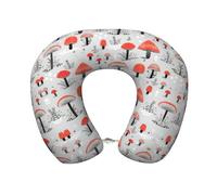 Uusnwaa Cuscino da viaggio con stampa di funghi del fumetto,Cuscino per il collo a forma di U in memory foam, cuscino portatile per il collo per aereo, auto, ufficio