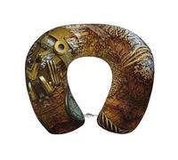 Uusnwaa Cuscino da viaggio con stampa di mappa del mondo e bussola da viaggio, cuscino per collo a forma di U in memory foam, cuscino portatile per il collo per aereo, auto, ufficio