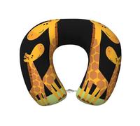 Uusnwaa Cuscino da viaggio con stampa giraffa,Cuscino per collo a forma di U in memory foam,Cuscino per collo portatile per aereo, auto, ufficio