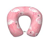 Uusnwaa Cuscino da viaggio estivo con stampa di fenicottero e foglie di palma, cuscino da collo a forma di U in memory foam, cuscino portatile per il collo per aereo, auto, ufficio