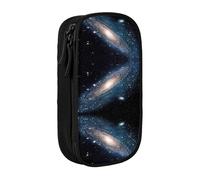 Uusnwaa Custodia per matite con stampa dello spazio esterno e stelle, in tessuto Oxford, con scomparti, multifunzione, Nero , taglia unica, Astuccio per trucchi