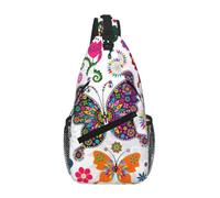 Uusnwaa Farfalle variopinte resistenti all'acqua e fiori hanno stampato la borsa a tracolla dell'imbracatura