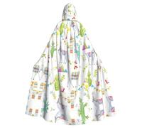 Uusnwaa Mantello con cappuccio alpaca, lama, cactus, bandiera montagna, mantello con cappuccio, mantello medievale rinascimentale, per uomini e donne, costume cosplay di Halloween