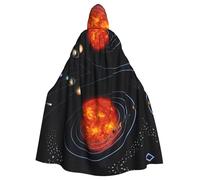 Uusnwaa Mantello con cappuccio con stampa del sistema solare della galassia dello spazio esterno, mantello con cappuccio mantello medievale rinascimentale per uomo e donna costume cosplay di Halloween