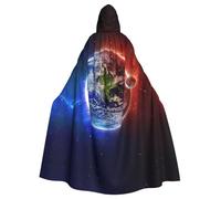 Uusnwaa Mantello con cappuccio con stampa di pianeta terrestre, mantello con cappuccio, mantello medievale rinascimentale, per uomini e donne, costume per Halloween e cosplay