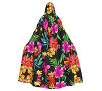 Uusnwaa Mantello con cappuccio hawaiano colorato con stampa floreale, mantello con cappuccio medievale rinascimentale mantello per uomo e donna costume cosplay di Halloween