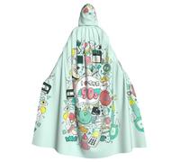 Uusnwaa Mantello con cappuccio I Love The 90s illustrazione stampa, mantello con cappuccio medievale rinascimentale mantello per uomo e donna costume cosplay Halloween