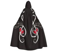 Uusnwaa Mantello con cappuccio unisex per adulti, con simboli musicali, amore, mantello con cappuccio, mantello per Halloween, Natale, feste