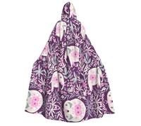 Uusnwaa Mantello con cappuccio unisex per adulti, con stampa di fiori e elefanti, mantello per Halloween, Natale, feste