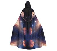 Uusnwaa Mantello unisex per adulti, con cappuccio, motivo galassia e spazio esterno, mantello per Halloween, Natale, costume da festa
