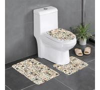 Uusnwaa Set di 3 tappeti da bagno con impronte di ossa di cane, antiscivolo, assorbenti, lavabili, a forma di U, per bagno e doccia