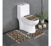 Uusnwaa Set di 3 tappeti da bagno con stampa a serpente, antiscivolo, assorbenti, lavabili, a forma di U, per bagno e doccia