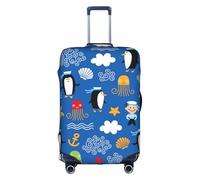 Uusnwaa Travel Penguin Turtle copertura per bagagli lavabile con cerniera nascosta, accessori essenziali da viaggio, bianco, S