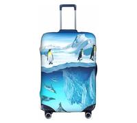Uusnwaa Travel Penguins On The Iceberg - Copertura per valigia, lavabile, con cerniera nascosta, accessori essenziali da viaggio, bianco, S