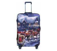 Uusnwaa Travel Snow Night - Copertura per bagagli con stampa di Babbo Natale e cervo, lavabile, con cerniera nascosta, accessori essenziali da viaggio, bianco, XL