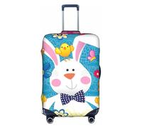Uusnwaa Travel Spring Happy Easter Holiday Print Copertura per bagagli lavabile con cerniera nascosta, accessori essenziali da viaggio, bianco, M