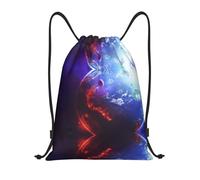 Uusnwaa Zaino con coulisse 3d pianeta spazio stelle stampa zaino stringa Sackpack Cinch resistente all'acqua per palestra shopping sport yoga, Nero , M, Zaino da viaggio