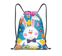 Uusnwaa Zaino con coulisse, con scritta in lingua inglese "Happy Easter Holiday", resistente all'acqua, per palestra, shopping, sport, yoga, Nero , S, Zaino da viaggio