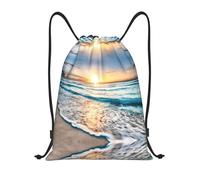 Uusnwaa Zaino con coulisse con stampa di alba oceano, borsa a tracolla, resistente all'acqua, per palestra, shopping, sport, yoga, Nero , S, Zaino da viaggio