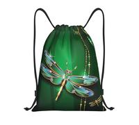 Uusnwaa Zaino con coulisse con stampa di libellule gioiello borsa a tracolla Cinch resistente all'acqua per palestra shopping sport yoga, Nero , S, Zaino da viaggio