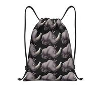 Uusnwaa Zaino con coulisse con stampa di rinoceronte arrabbiato, borsa a tracolla, resistente all'acqua, per palestra, shopping, sport, yoga, Nero , M, Zaino da viaggio