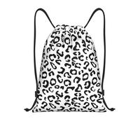 Uusnwaa Zaino con coulisse con stampa leopardata nera, borsa a tracolla resistente all'acqua per palestra, shopping, sport, yoga, Nero , M, Zaino da viaggio