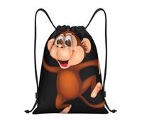 Uusnwaa Zaino con coulisse con stampa scimmia borsa a tracolla Cinch resistente all'acqua per palestra shopping sport yoga, Nero , M, Zaino da viaggio