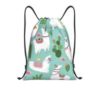 Uusnwaa Zaino con coulisse con stampa tropicale di lama, alpaca, cactus, fiore, borsa a tracolla, resistente all'acqua, per palestra, shopping, sport, yoga, Nero , M, Zaino da viaggio