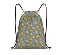 Uusnwaa Zaino con coulisse con testa di leone e leone, per bambini, con stampa blu, resistente all'acqua, per palestra, shopping, sport, yoga, Nero , M, Zaino da viaggio