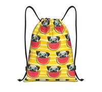 Uusnwaa Zaino con coulisse divertente francese corrida stampa anguria borsa a tracolla borsa a tracolla Cinch resistente all'acqua per palestra shopping sport yoga, Nero , M, Zaino da viaggio
