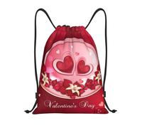 Uusnwaa Zaino con coulisse Happy Valentine'S Day Print Bag String Bag Sackpack Cinch resistente all'acqua per palestra shopping sport yoga, Nero , M, Zaino da viaggio