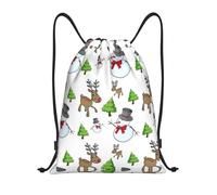Uusnwaa Zaino con coulisse Merry Christmas Happy Print Bag String Bag Cinch resistente all'acqua per palestra shopping sport yoga, Nero , M, Zaino da viaggio