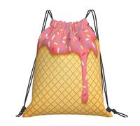 Uusnwaa Zaino con coulisse, motivo gelato e waffle, stampa a nido d'ape, borsa da palestra, zaino sportivo da spiaggia per uomo e donna