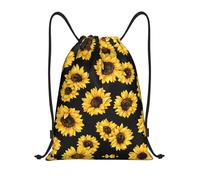 Uusnwaa Zaino con coulisse primaverile girasoli retrò stampa fiori borsa stringa Sackpack Cinch resistente all'acqua per palestra shopping sport yoga, Nero , S, Zaino da viaggio
