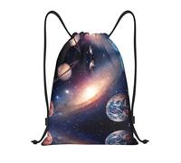 Uusnwaa Zaino con coulisse Universo Galassia Spazio Esterno Stampa Borsa a Tracolla Cinch Resistente all'acqua Per Palestra Shopping Sport Yoga, Nero , M, Zaino da viaggio