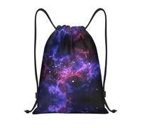 Uusnwaa Zaino con coulisse Universo Galaxy Star Space Print String Bag Sackpack Cinch resistente all'acqua per palestra shopping sport yoga, Nero , M, Zaino da viaggio