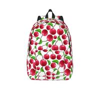 Uusnwaa Zaino in tela con stampa di ciliegie rosse, per donne e uomini, leggero e classico, zaino per computer portatile, per scuola, viaggi e uso quotidiano, Nero , S