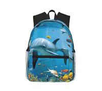 Uusnwaa Zaino leggero con delfino oceano che guarda te stampa per computer portatile per uomo e donna, zaino resistente all'acqua per scuola, università, lavoro, viaggi