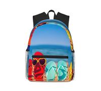 Uusnwaa Zaino leggero con infradito su una spiaggia sabbiosa con stampa per computer portatile, unisex, resistente all'acqua, per scuola, università, lavoro, viaggi