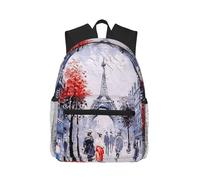 Uusnwaa Zaino leggero per computer portatile con stampa artistica con albero della città di Parigi, Torre Eiffel, per uomini e donne, resistente all'acqua, per scuola, università, lavoro, viaggi