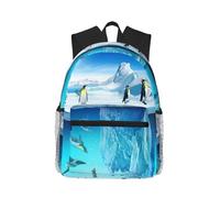 Uusnwaa Zaino leggero per computer portatile con stampa pinguini sull'iceberg, per uomo e donna, resistente all'acqua, per scuola, università, lavoro, viaggi