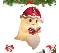 Uuxkgu Cute Christmas Ghost Reading Book Lamp, Notturna Fantasma Illuminata, 3D Statuina Fantasma A LED Per Amanti Dei Libri,Graziosa Decoraziina Di Halloween Per Camera Da Letto E Studio-M