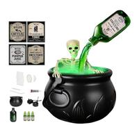 Uuxkgu Hexenkessel, Halloween Decoration Set,Cauldron-in Skeleton Forma Come Decorazione di Halloween,Fog Maker con Istruzioni, Decorazione Horror per Casa Stregata, Ristorante, Davanzali-B